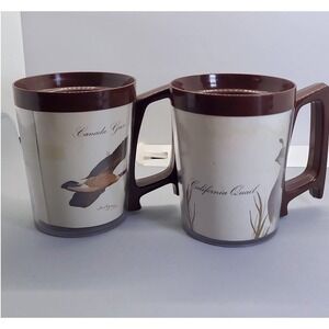 Vintage Flambeau Wildlife Thermal Mugs Set of 2 Brown Canada Goose Quail Hunting